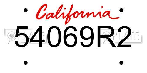 54069R2 California License Plate