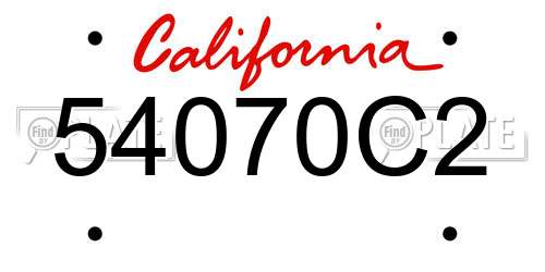 54070C2 California License Plate