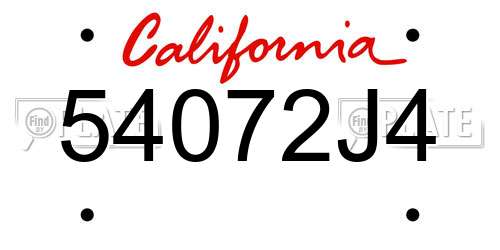 54072J4 California License Plate