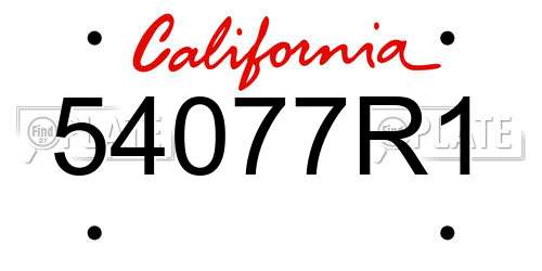 54077R1 California License Plate