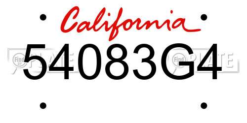 54083G4 California License Plate