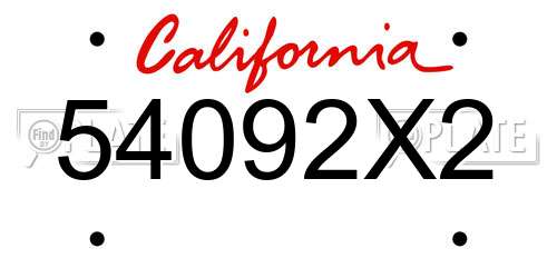 54092X2 California License Plate