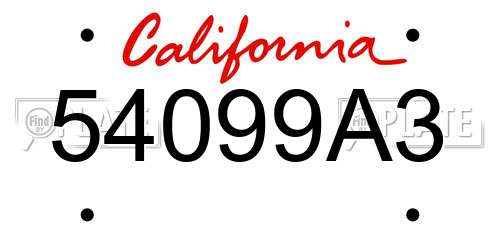 54099A3 California License Plate