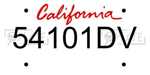 54101DV California License Plate