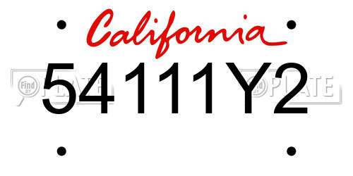 54111Y2 California License Plate