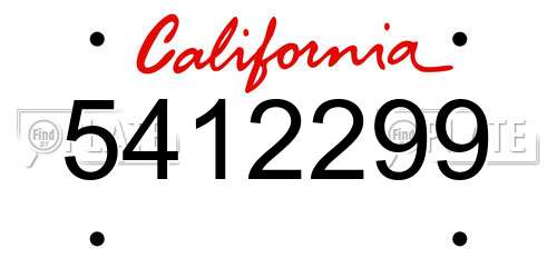 5412299 California License Plate