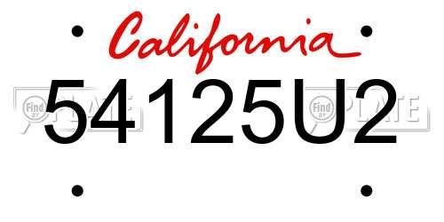 54125U2 California License Plate