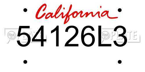 54126L3 California License Plate