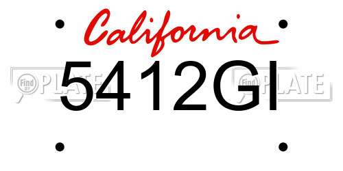 5412GI California License Plate