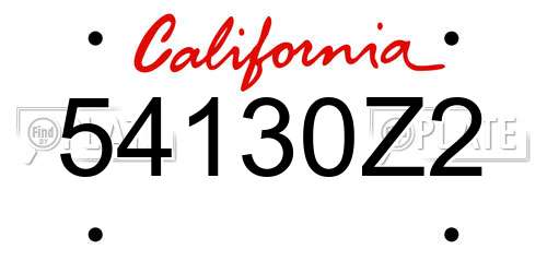 54130Z2 California License Plate