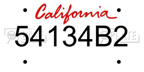 54134B2 California License Plate