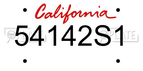 54142S1 California License Plate