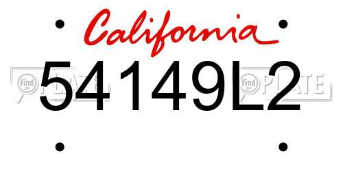 54149L2 California License Plate