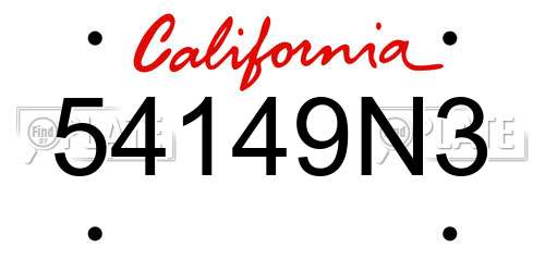 54149N3 California License Plate