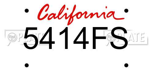 5414FS California License Plate