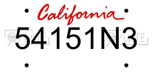 54151N3 California License Plate