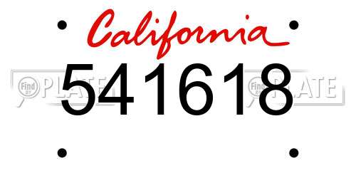 541618 California License Plate