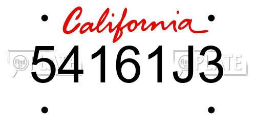 54161J3 California License Plate