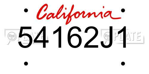 54162J1 California License Plate