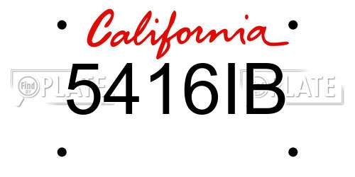 5416IB California License Plate