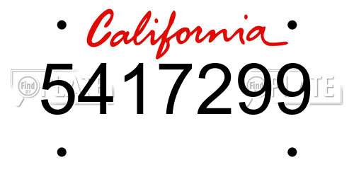5417299 California License Plate