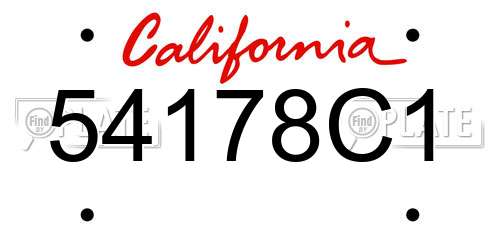54178C1 California License Plate
