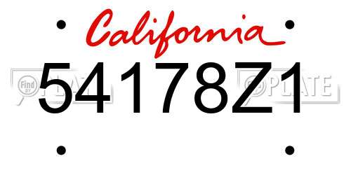 54178Z1 California License Plate