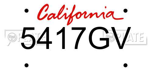 5417GV California License Plate