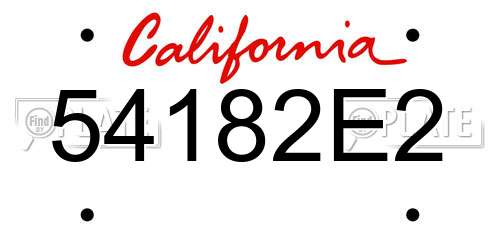 54182E2 California License Plate