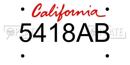 5418AB California License Plate