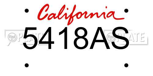 5418AS California License Plate