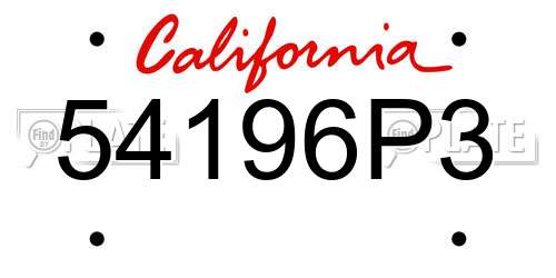 54196P3 California License Plate