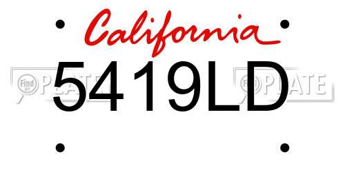 5419LD California License Plate