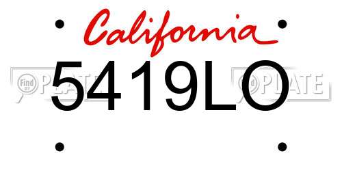5419LO California License Plate
