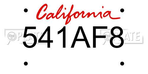 541AF8 California License Plate
