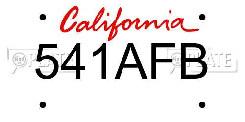 541AFB California License Plate