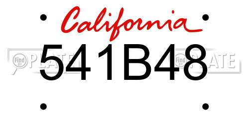 541B48 California License Plate