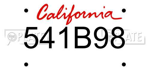 541B98 California License Plate