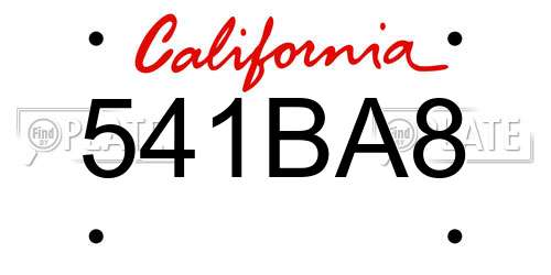 541BA8 California License Plate