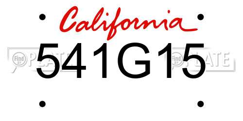 541G15 California License Plate