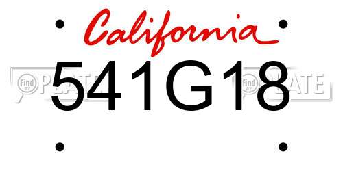 541G18 California License Plate