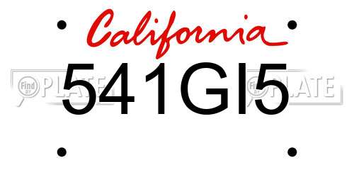 541GI5 California License Plate