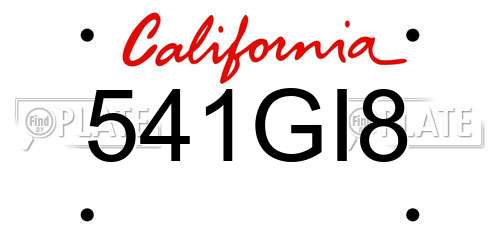 541GI8 California License Plate