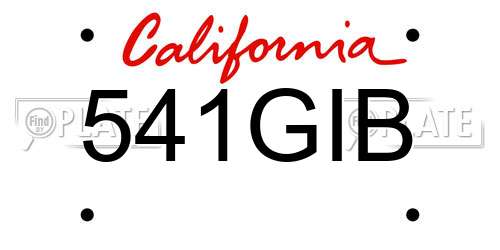 541GIB California License Plate