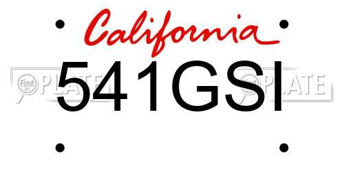 541GSI California License Plate