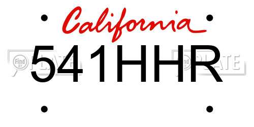 541HHR California License Plate
