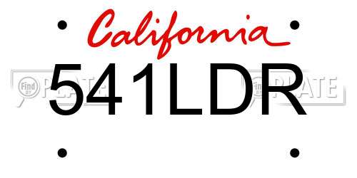 541LDR California License Plate