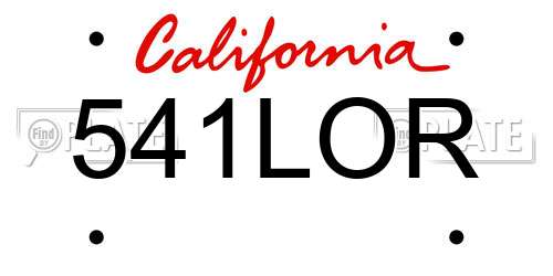 541LOR California License Plate