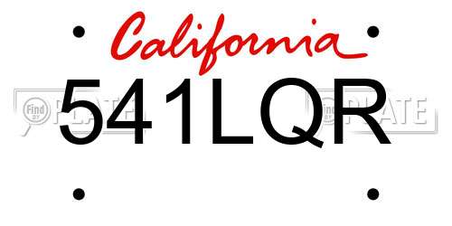541LQR California License Plate