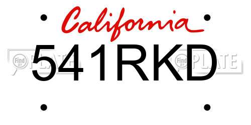 541RKD California License Plate
